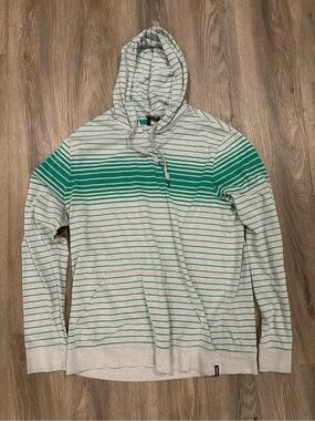 Tony Hawk Gray and Green Striped Hooded Pullover